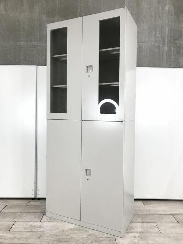 【希少在庫入荷！】ガラス扉＋スチール扉の上下両開き書庫セットが入荷！大容量でファイル書類をスッキリ整理可能！【在庫入替セール品！】
■オカムラ/レクトライン/ライトスモーク