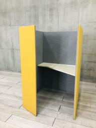 【右開口タイプ】【ワーカーの集中を高める省スペースなワークブースが入荷！】■オカムラ(okamura)製　ドレープシリーズ(テトラタイプ)　集中ワークブース 　(W1000/D1000/H1520)　　■イエロー(イエロー×ライトグレー)　【ABW商材】【関東倉庫在庫品】【弊社使用欄：A00996813】