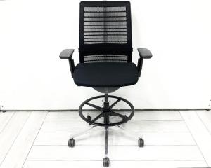 【☆中古希少！ハイチェアタイプ入荷！】■スチールケース　シンクチェア　可動肘付　ブラック　ランバーサポート付　足掛け付【Steelcase　Think】【ABW】★