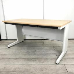 【ゆとりのあるワークスペースで作業効率アップ！使いやすさを追究したデザイン！】■イトーキ（ITOKI）製　CZシリーズ　平机　■天板：木目ナチュラル/ 脚：L字ホワイト　■W1400×D700mm　■引出し付【AD】