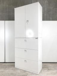 【在庫入替】【両開き+3段ラテラルの書庫セット！大人気オカムラ製のレクトラインが入荷！】■オカムラ(okamura)製　レクトライン　両開き+3段ラテラル　ハイキャビネット　■ホワイト 　 ■シリンダー鍵