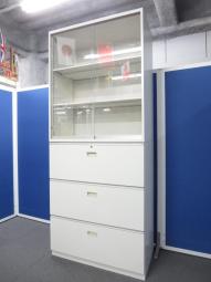 【ガラス引戸＋3段ラテラルセット☆】イトーキ製（ITOKI）シンライン　ハイキャビネット　上下書庫　収納　中古　福岡　博多　天神　九州最大級